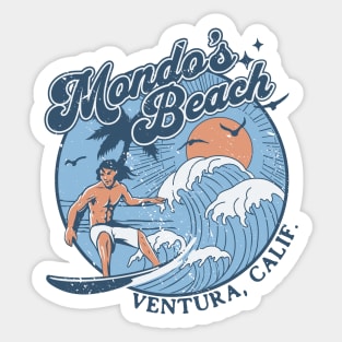 1970s Vintage Surfing Mondo's Beach, California Retro Sunset // Old School Surfer // Surf California Sticker